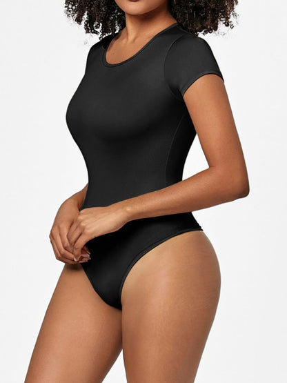 Full Size Round Neck Short Sleeve Bodysuit - Siennasass