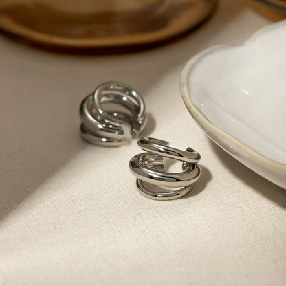 Stainless Steel Layered Cuff Earrings - Siennasass