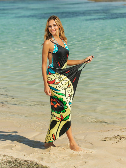 Printed Spaghetti Strap Cover Up - Siennasass
