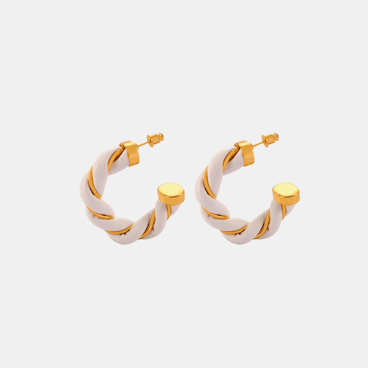 Twisted Leather Rope C-Hoop Earrings - Siennasass