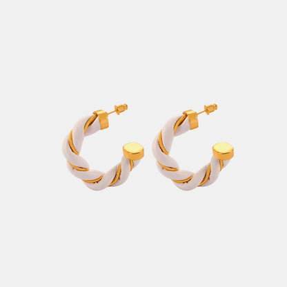 Twisted Leather Rope C-Hoop Earrings - Siennasass
