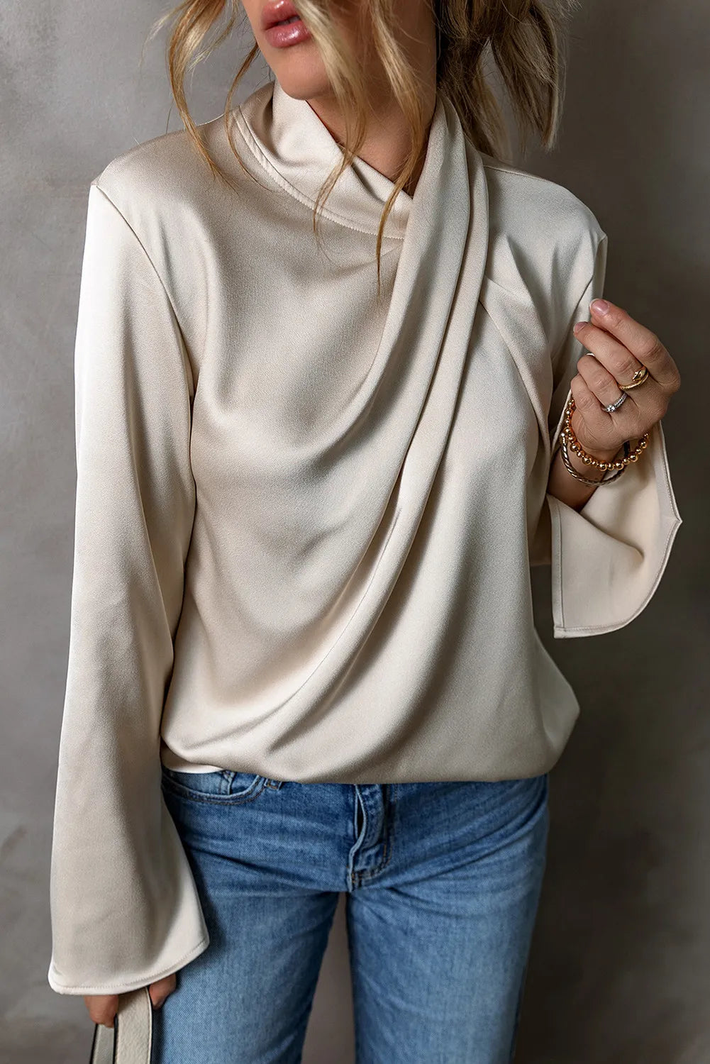 Cutout Ruched Long Sleeve Blouse - Siennasass