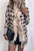 Houndstooth Fringe Hem Poncho - Siennasass