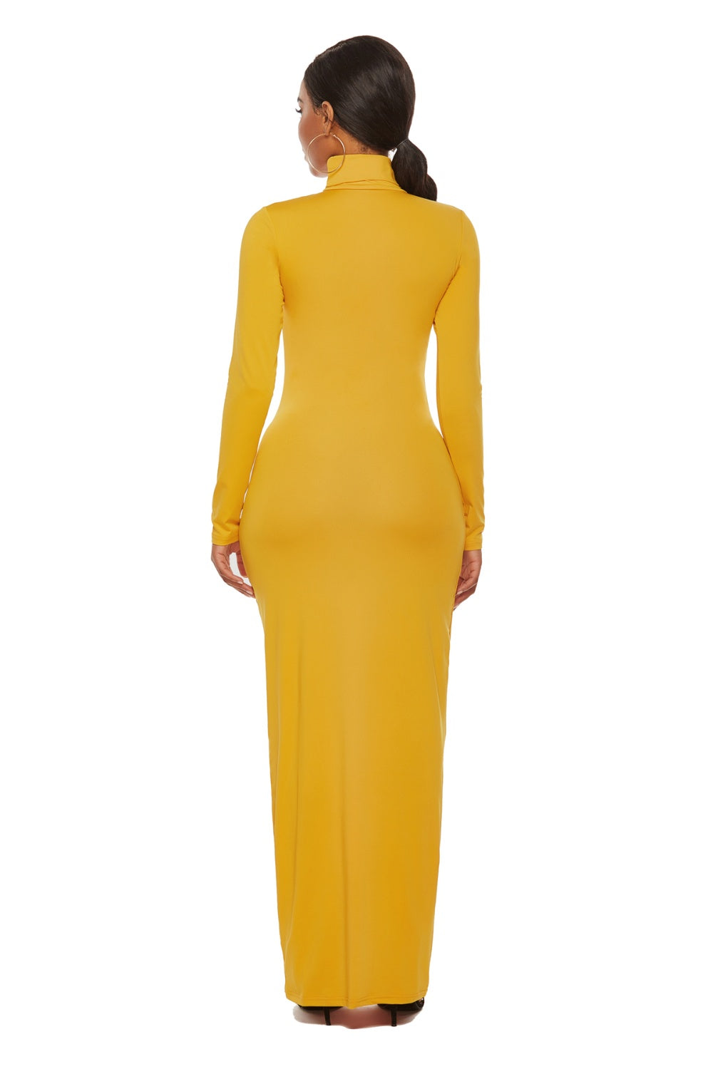 Mock Neck Long Sleeve Maxi Slim Dress - Siennasass