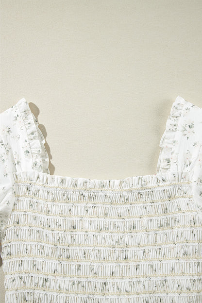 Smocked Printed Short Sleeve Jumpsuit - Siennasass