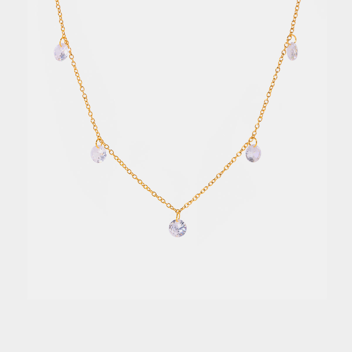 Stainless Steel Rhinestone Charm Necklace - Siennasass