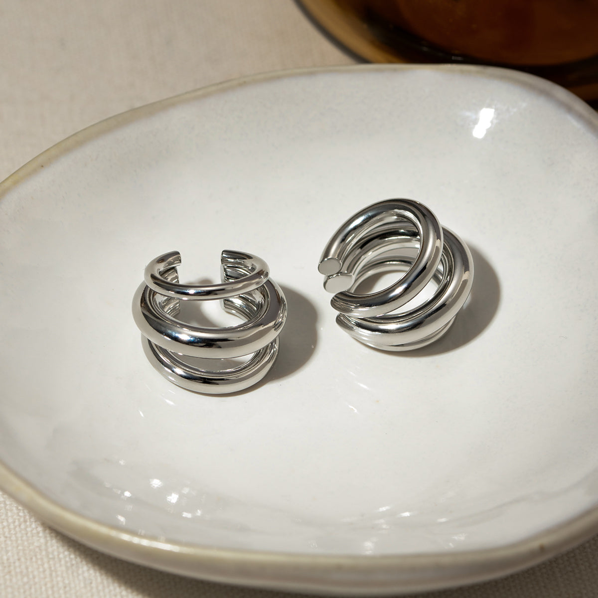 Stainless Steel Layered Cuff Earrings - Siennasass