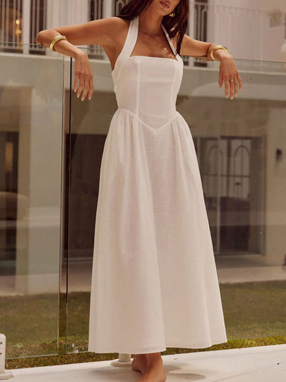 Devine gerafftes Neckholder-Midikleid