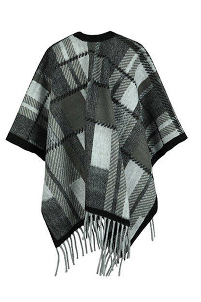 Cloak Sleeve Fringe Detail Poncho - Siennasass