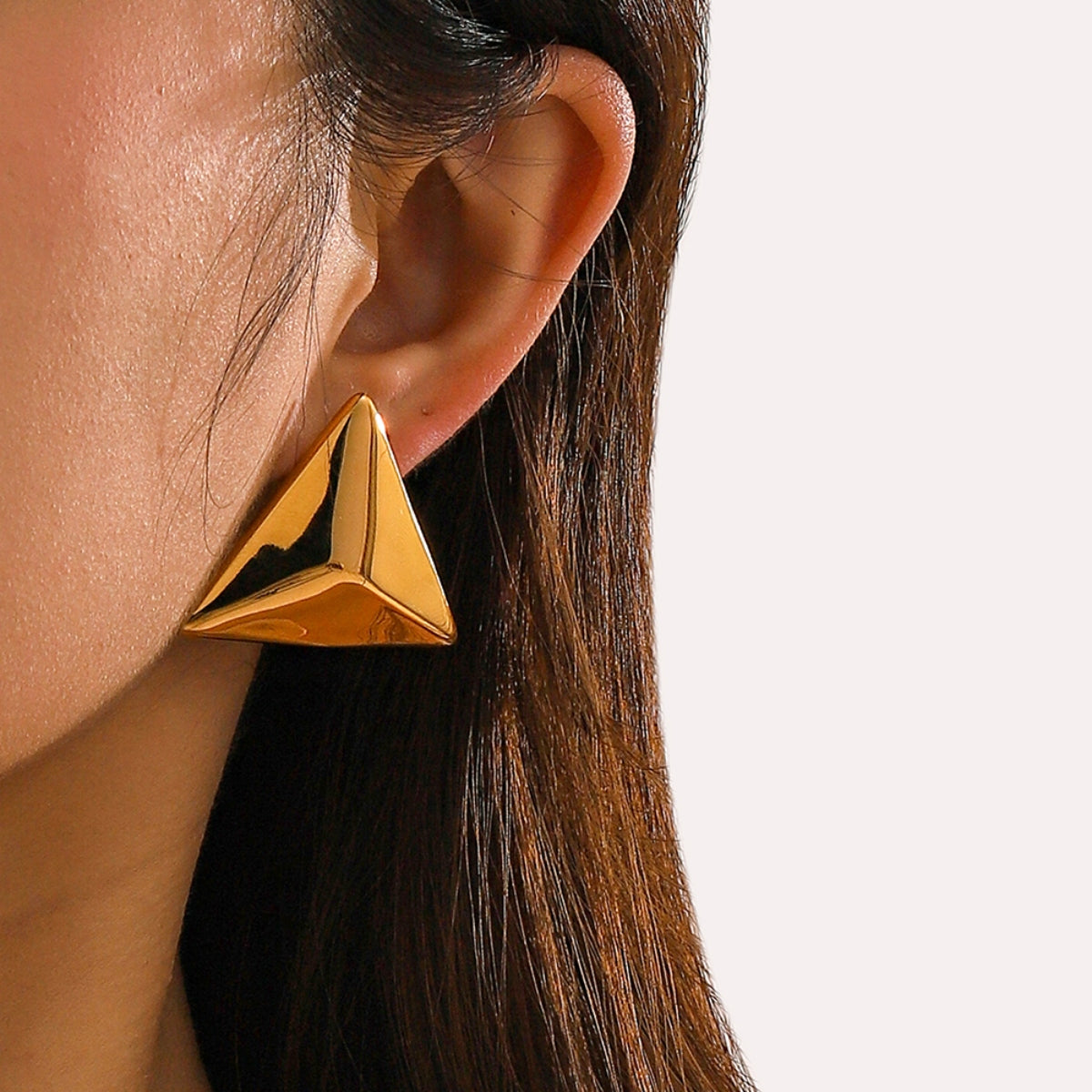 Stainless Steel 3D Triangle Earrings - Siennasass