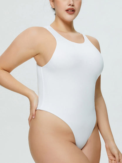 Full Size Round Neck Wide Strap Bodysuit - Siennasass