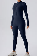 Half Zip Mock Neck Active Jumpsuit - Siennasass