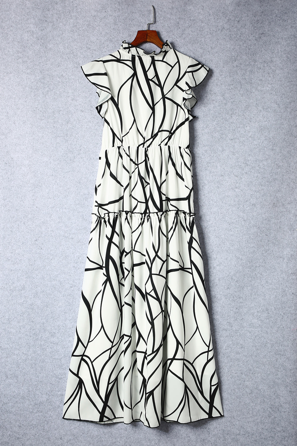 Ruffled Printed Surplice Cap Sleeve Dress - Siennasass