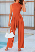 Mock Neck Sleeveless Wide Leg Jumpsuit - Siennasass