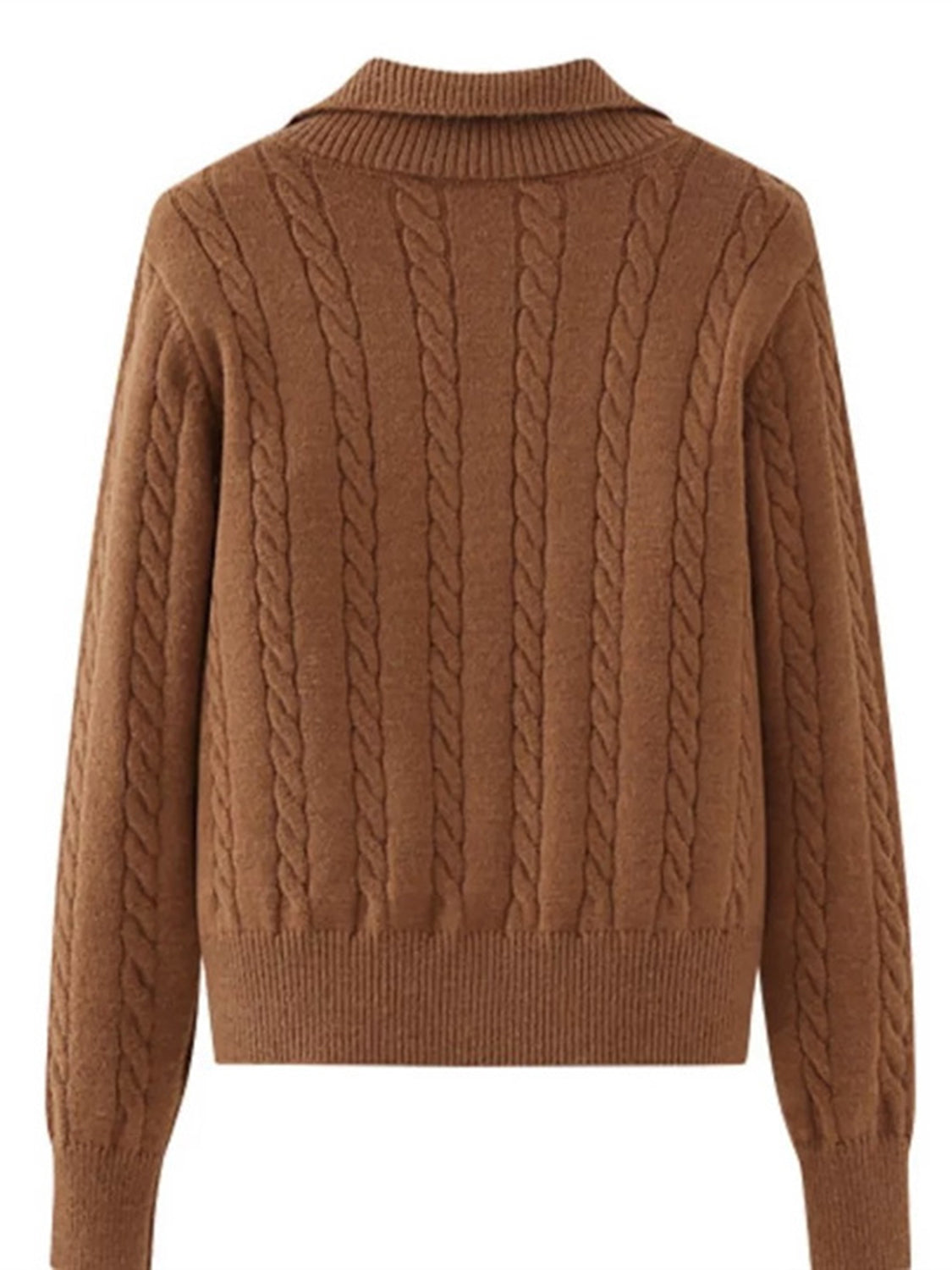 Cable-Knit Half Zip Long Sleeve Sweater - Siennasass