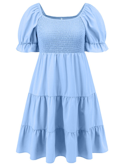 Smocked Flounce Sleeve Mini Dress - Siennasass