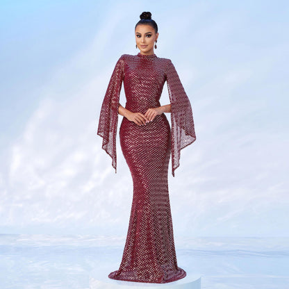 Langes Abendkleid mit Pailletten für Brautjungfern