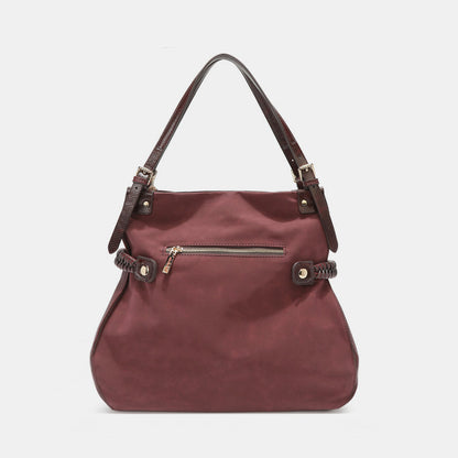Nicole Lee USA Side Braided Tassel Inlaid Rhinestone Embroidery Hobo Bag - Siennasass