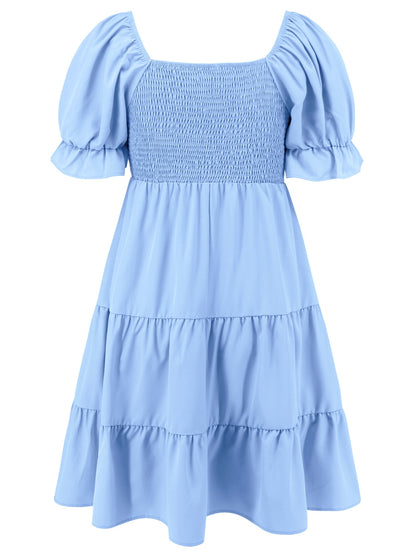 Smocked Flounce Sleeve Mini Dress - Siennasass