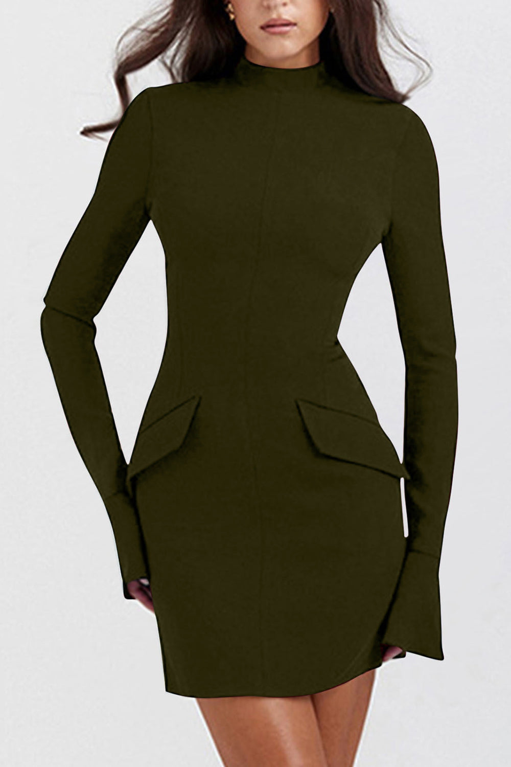 Mock Neck Long Sleeve Mini Dress - Siennasass