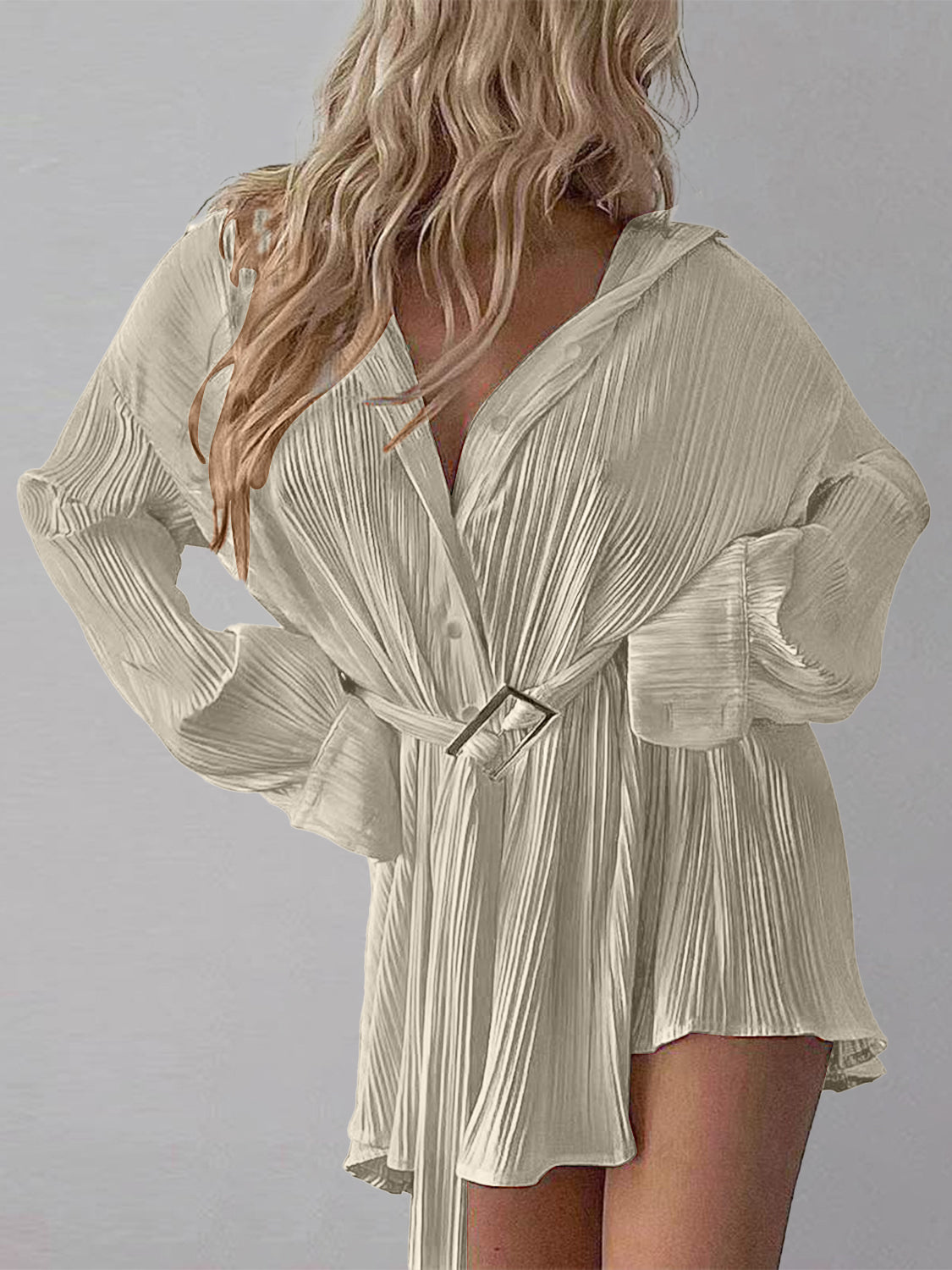 Button Up Dropped Shoulder Shirt Dress - Siennasass