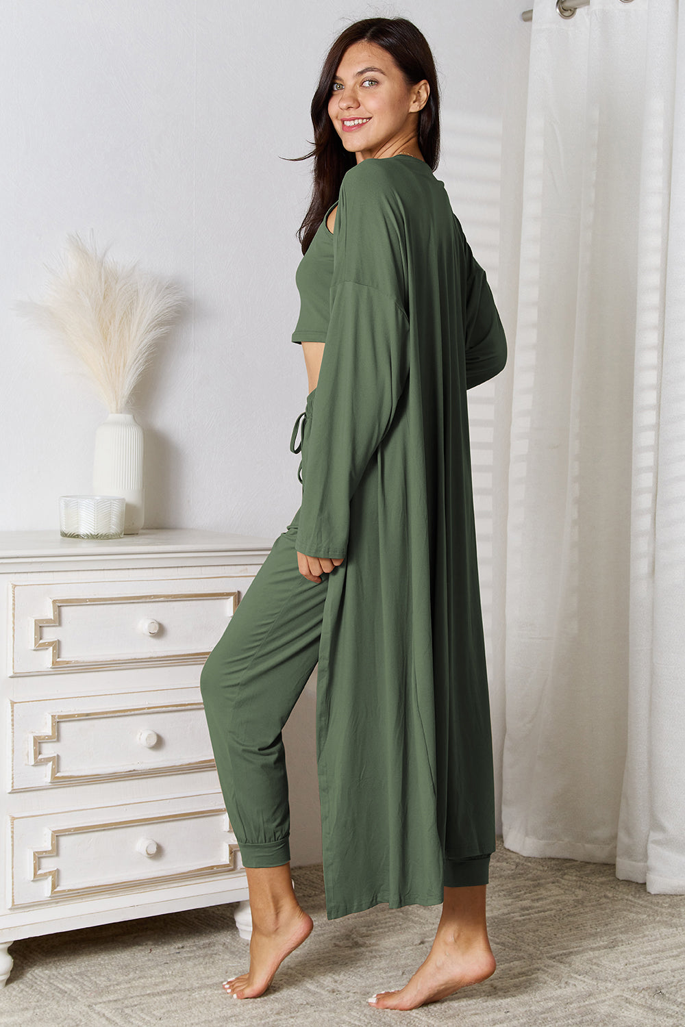 Tank, Pants, and Cardigan Set with Pockets - Siennasass