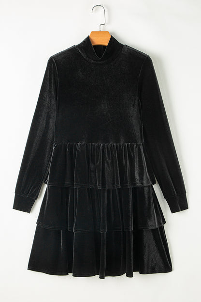 Ruffled Layered Long Sleeve Mini Dress - Siennasass
