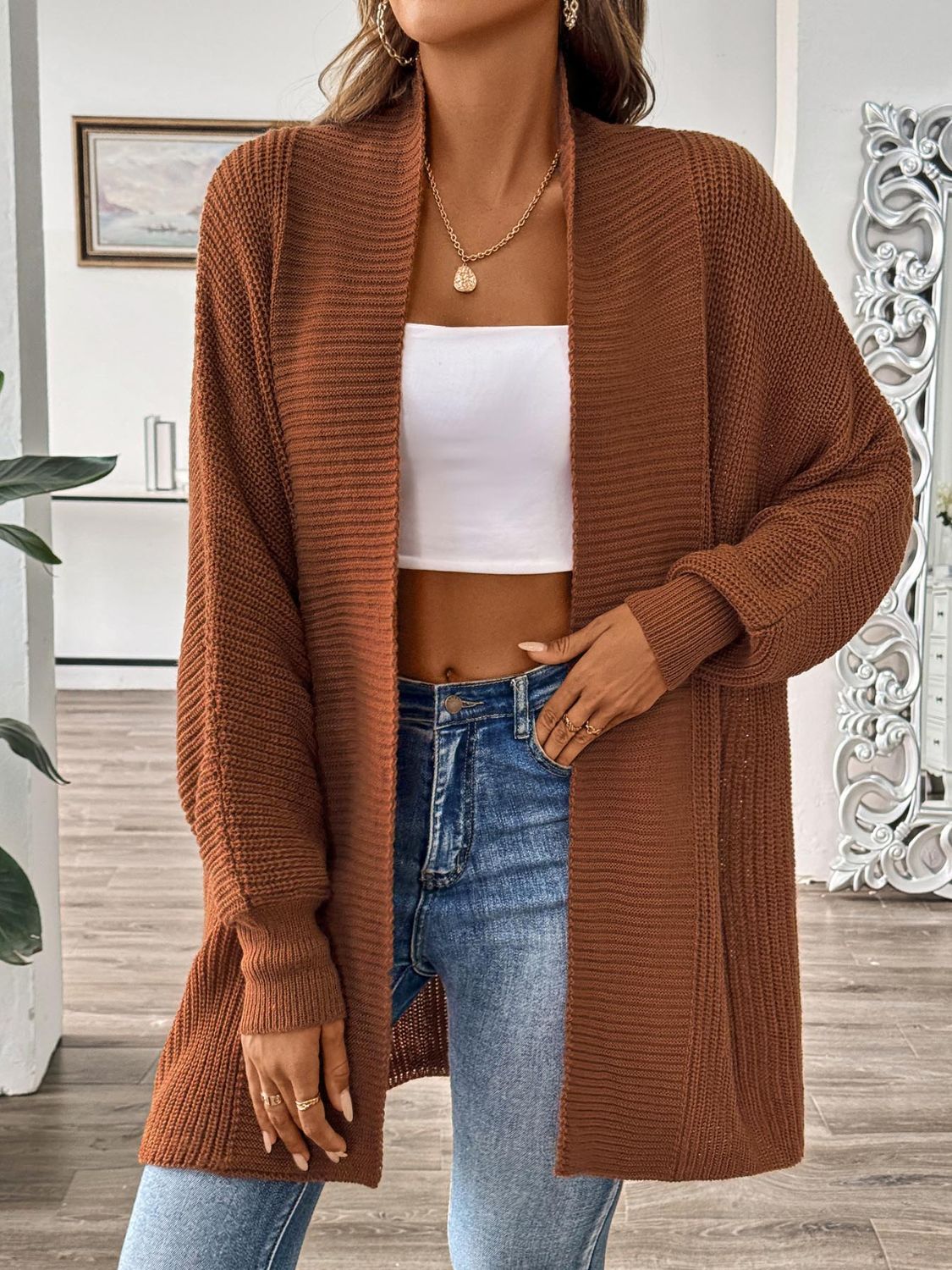 Open Front Long Sleeve Cardigan - Siennasass