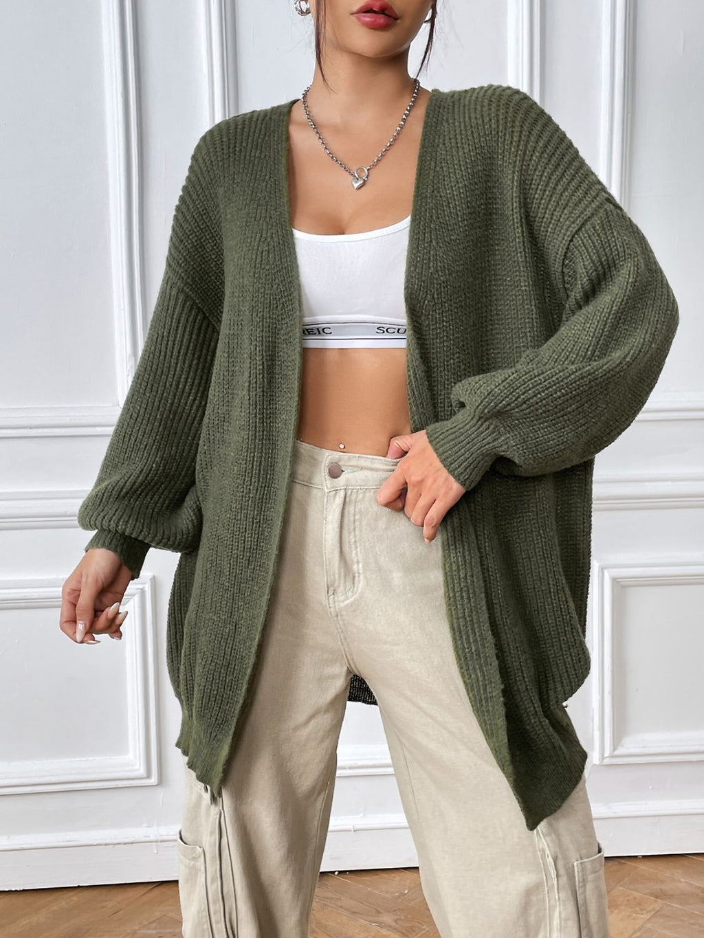 Open Front Long Sleeve Cardigan - Siennasass