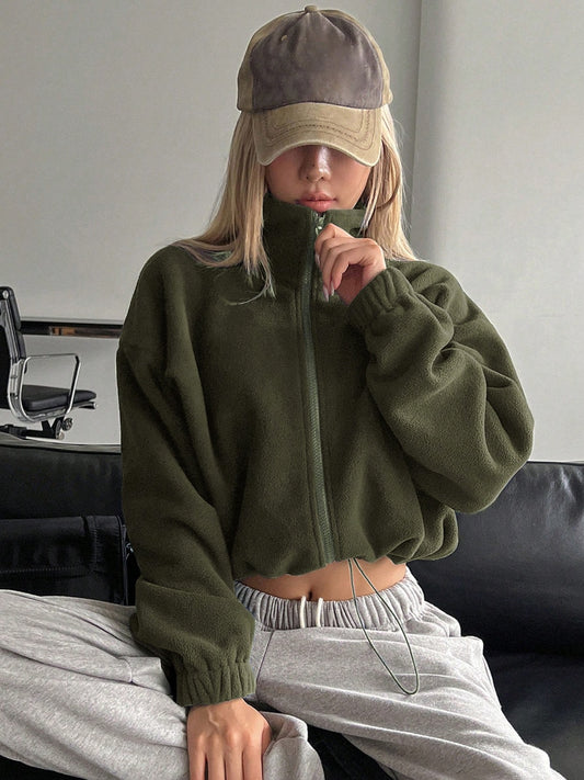 Honey Zip Up Long Sleeve Cropped Jacket - Siennasass
