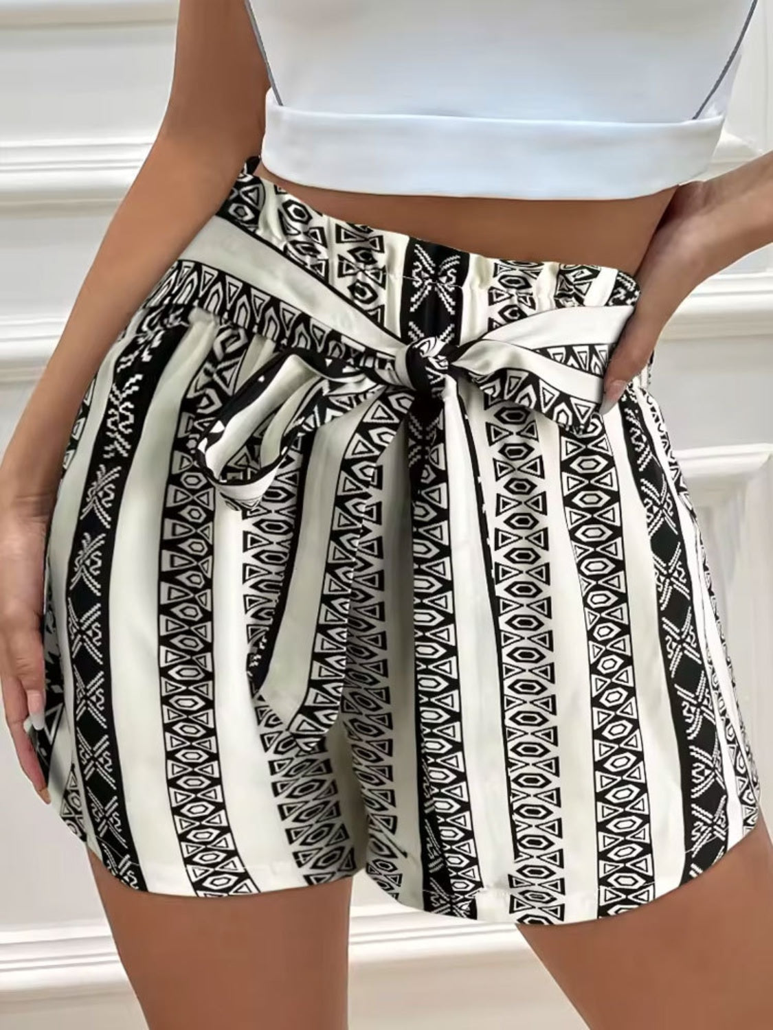 Tied Geometric Shorts - Siennasass
