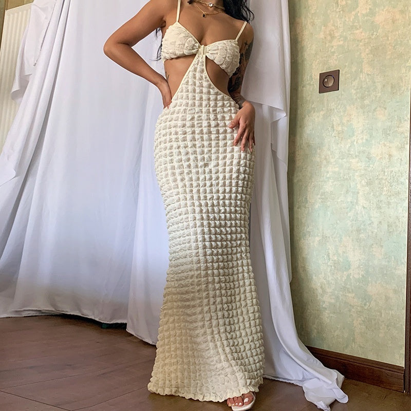 Hollow Pure Desire Slim Fit Elegant Long Dress - Siennasass