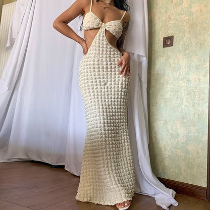 Hollow Pure Desire Slim Fit Elegant Long Dress - Siennasass