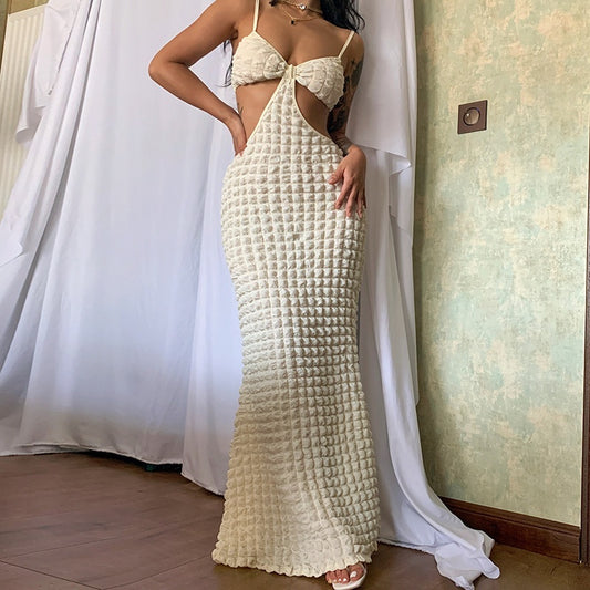 Hollow Pure Desire Slim Fit Elegant Long Dress - Siennasass
