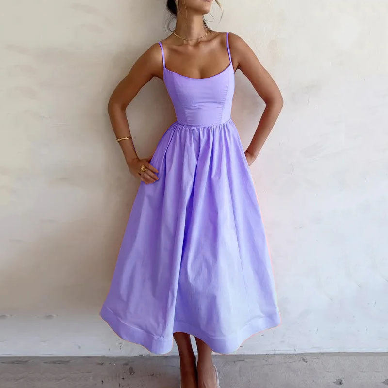 Printing Fresh Sweet Sexy Suspender Dress