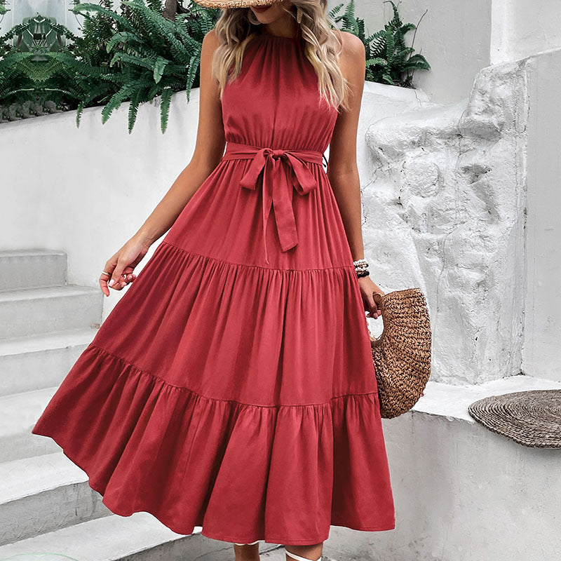 Tie Belt Tiered Midi Dress - Siennasass
