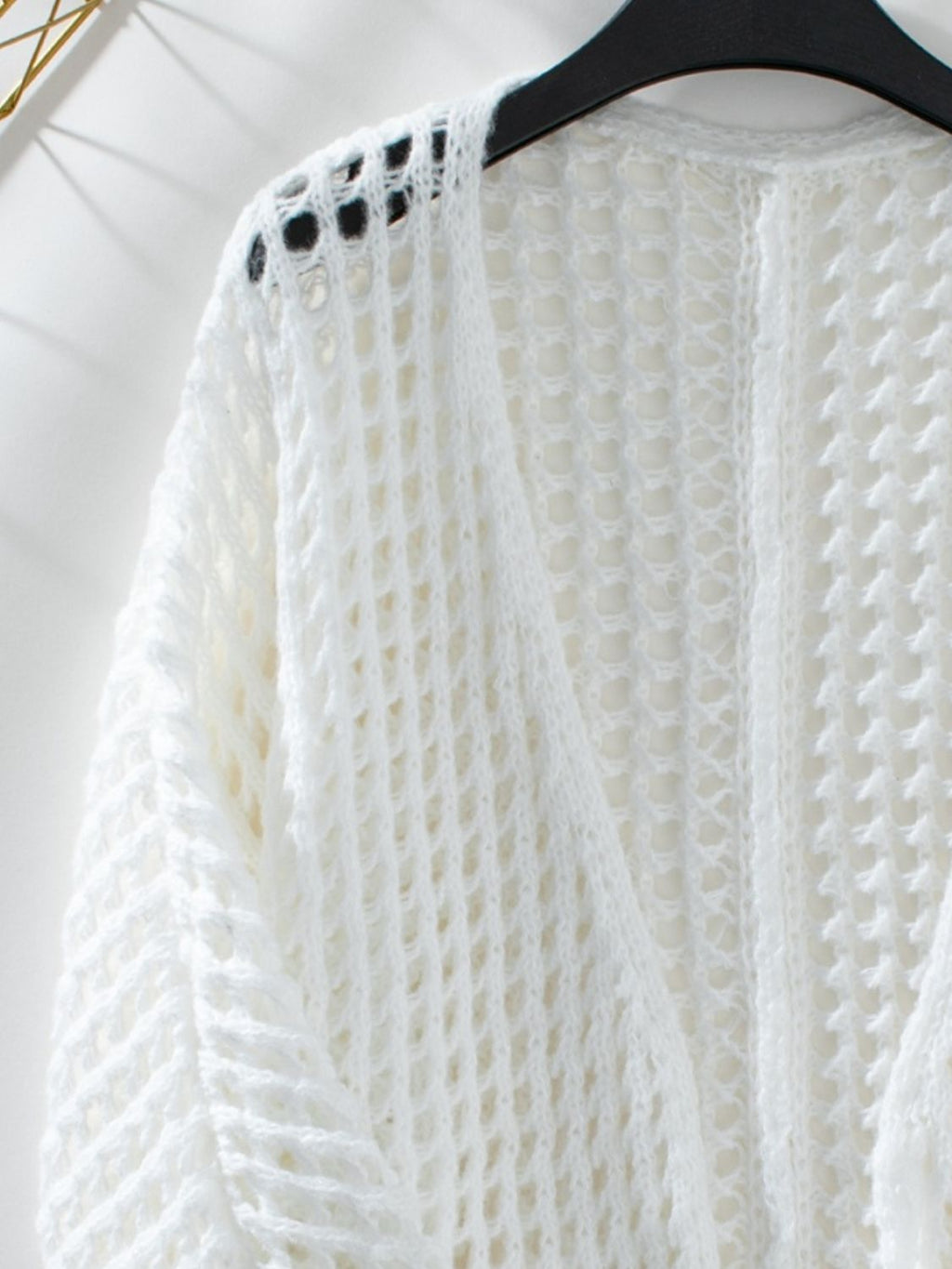 Openwork Open Front Long Sleeve Cardigan - Siennasass