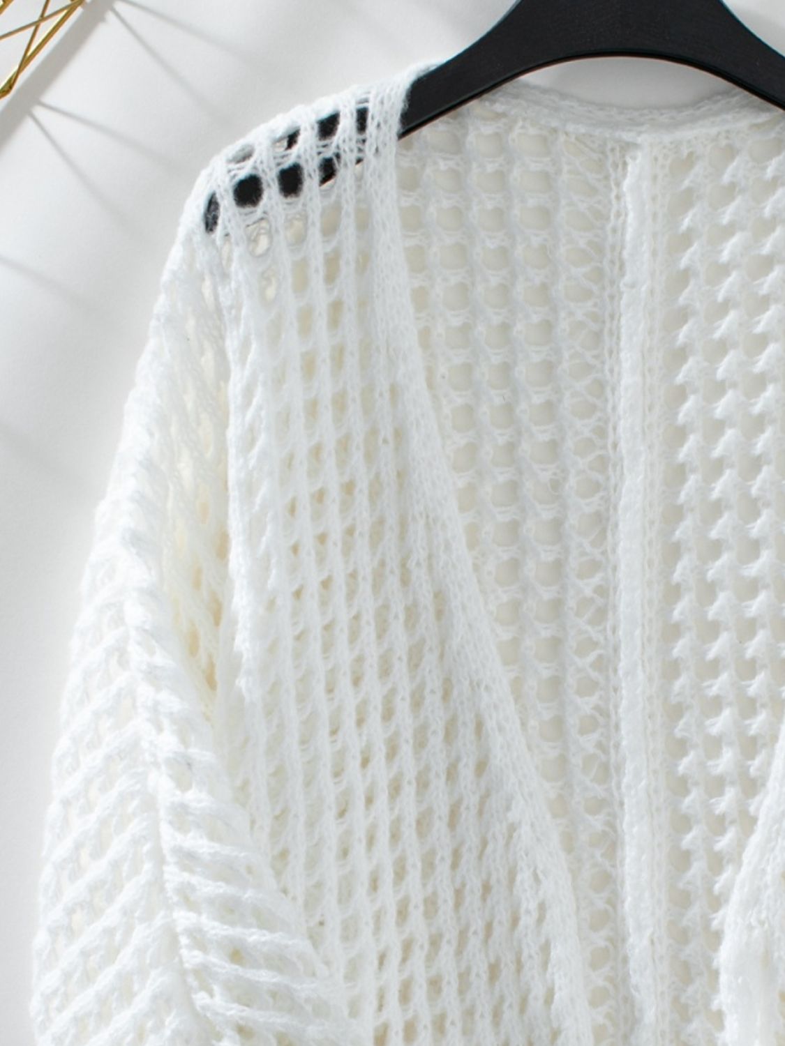 Openwork Open Front Long Sleeve Cardigan - Siennasass