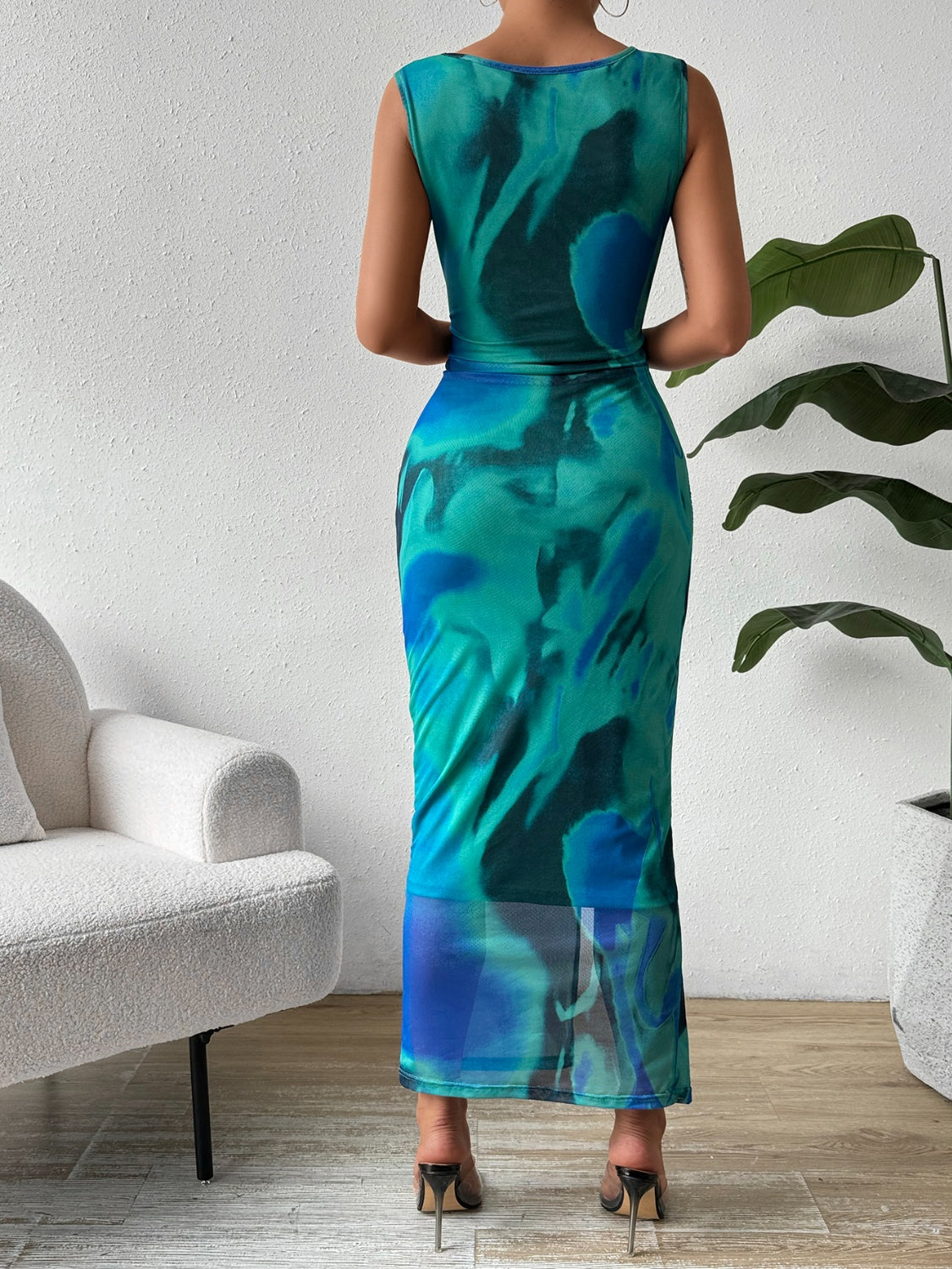 Slit Round Neck Midi Tank Dress - Siennasass