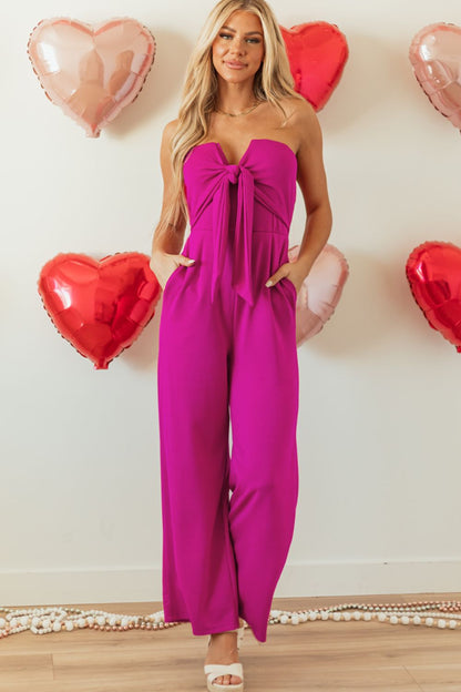 Jumpsuit mit weitem Bein und Schnürung
