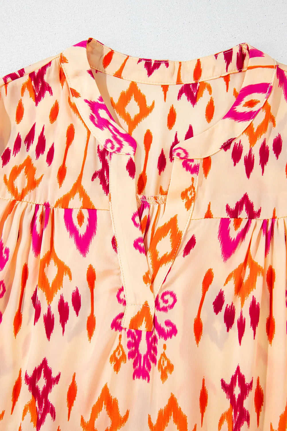 Tiered Printed Notched Long Sleeve Midi Dress - Siennasass