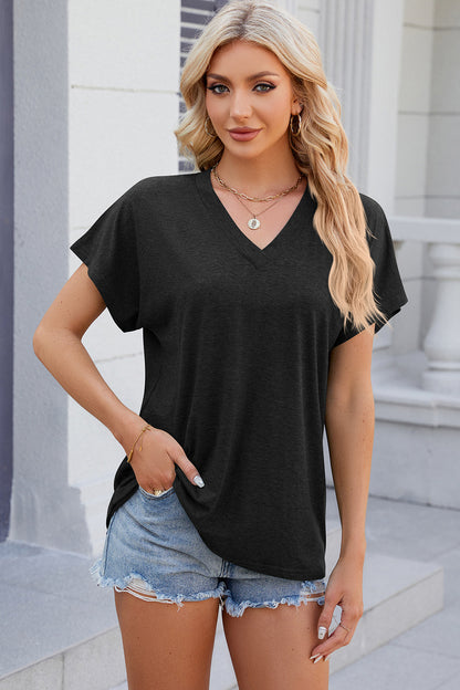 V-Neck Short Sleeve T-Shirt - Siennasass
