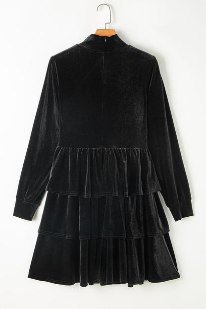 Ruffled Layered Long Sleeve Mini Dress - Siennasass