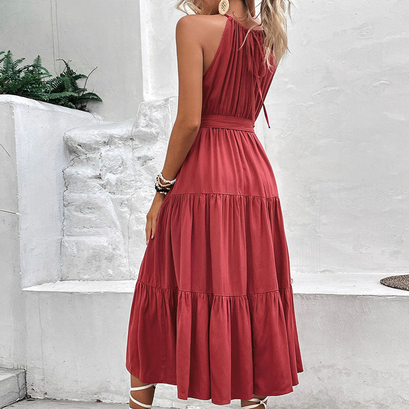 Tie Belt Tiered Midi Dress - Siennasass