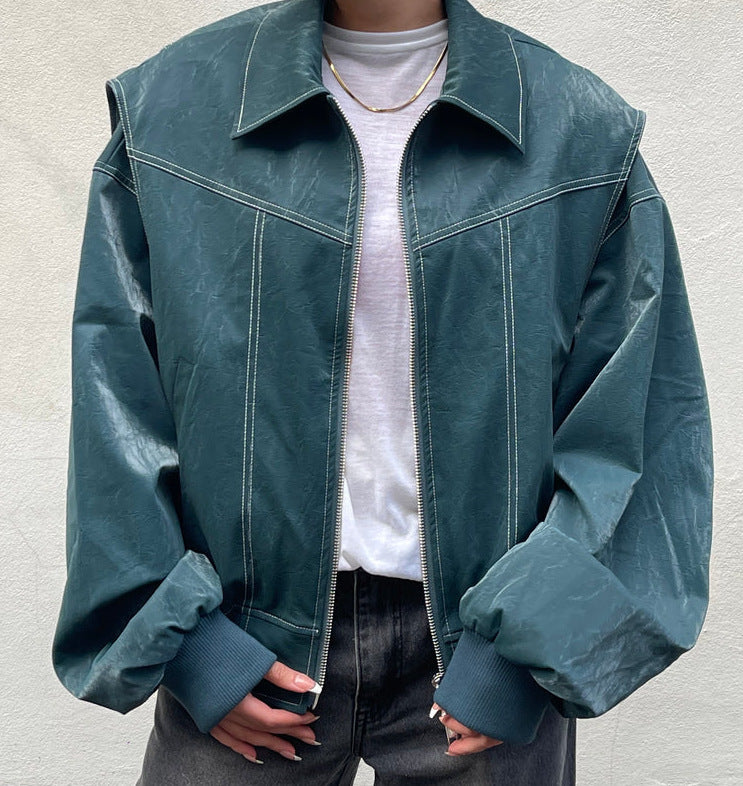 Loose Fashion Lapel Zip-up Jacket