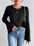 Round Neck Flare Sleeve T-Shirt - Siennasass