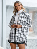 Ivy Lane Plaid Pocketed Button Up Dropped Shoulder Jacket - Siennasass