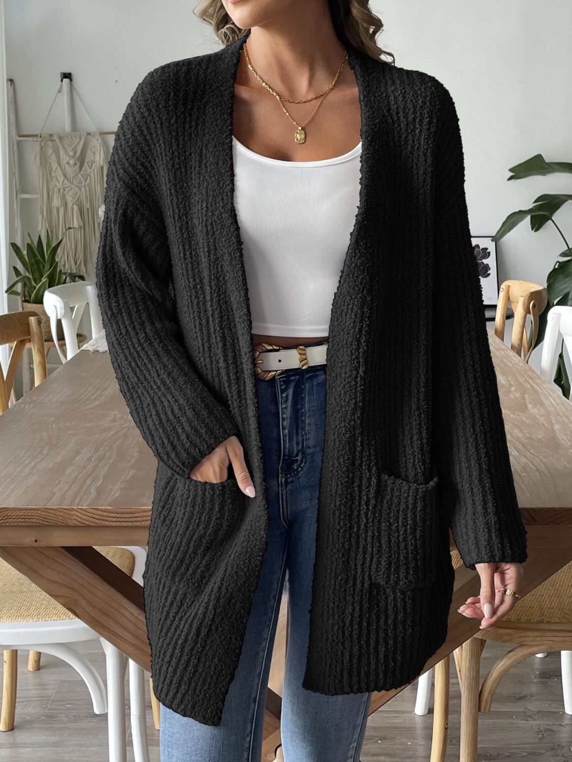 Open Front Long Sleeve Cardigan - Siennasass