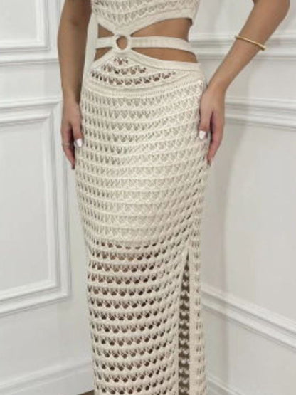 Pulloverkleid mit Cut-Outs, Schlitz und Rundhalsausschnitt