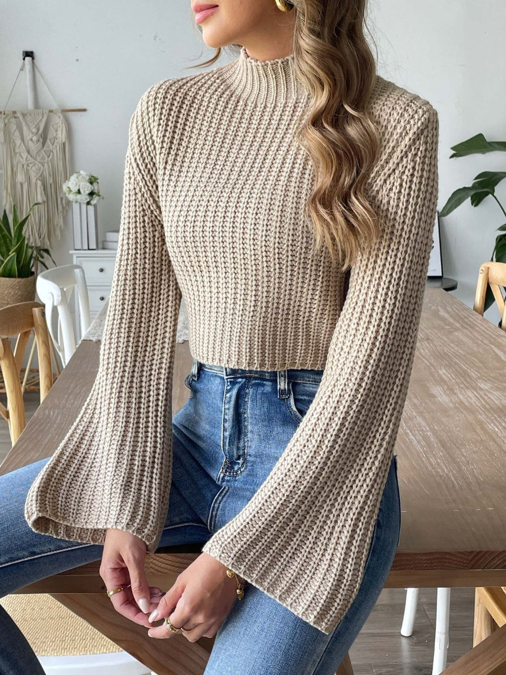 Mock Neck Long Sleeve Sweater - Siennasass